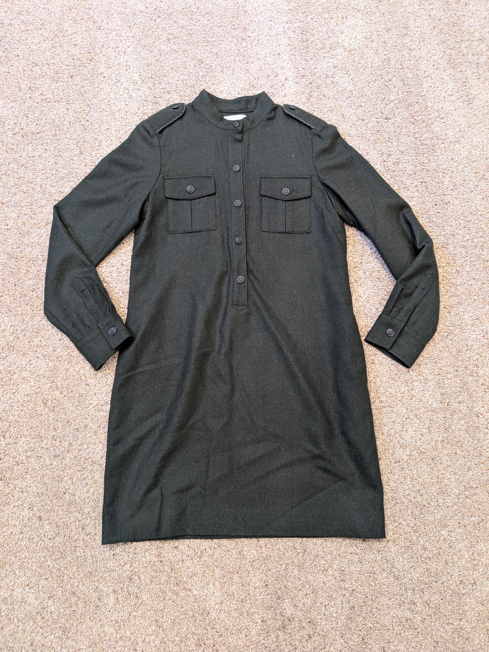 Banana Republic Dark Olive Long-Sleeve Shirt Dress